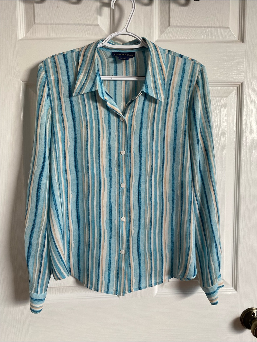 Banana Republic 100% Silk Striped Button-Up Shirt